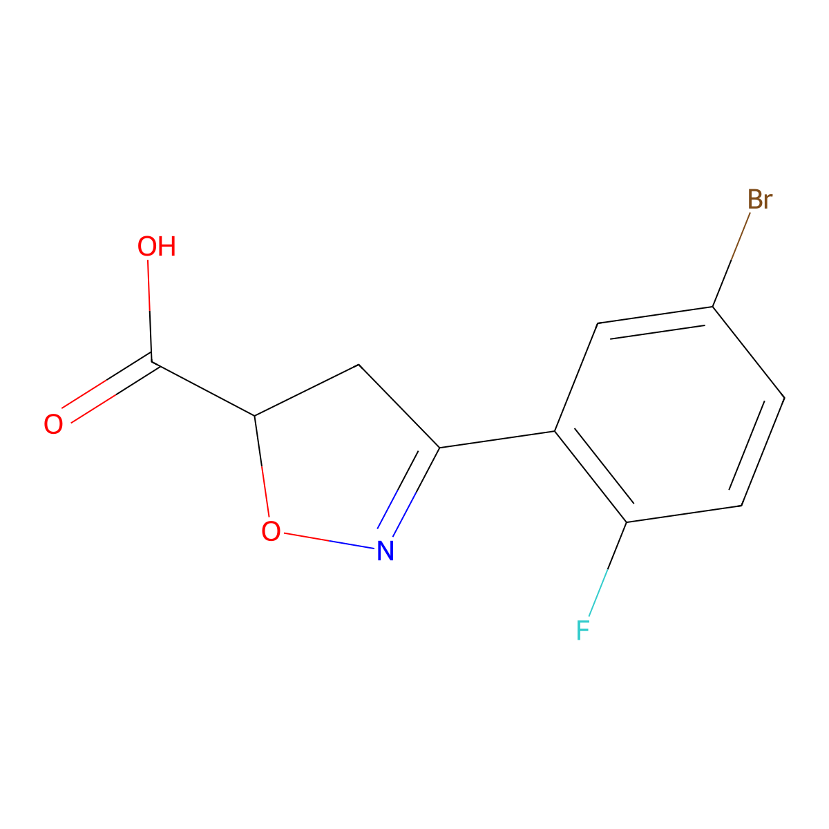 3-(5-Bromo-2-fluorophenyl)-4,5-dihydro-1,2-oxazole-5-carboxylic acid molecular structure, CAS 1038715-38-6