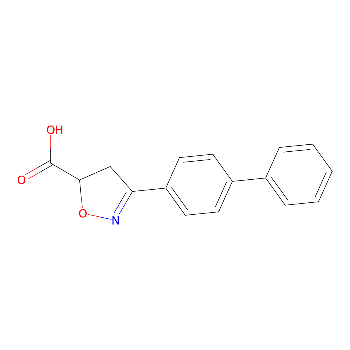 3-(4-Phenylphenyl)-4,5-dihydro-1,2-oxazole-5-carboxylic acid molecular structure, CAS 1038715-44-4