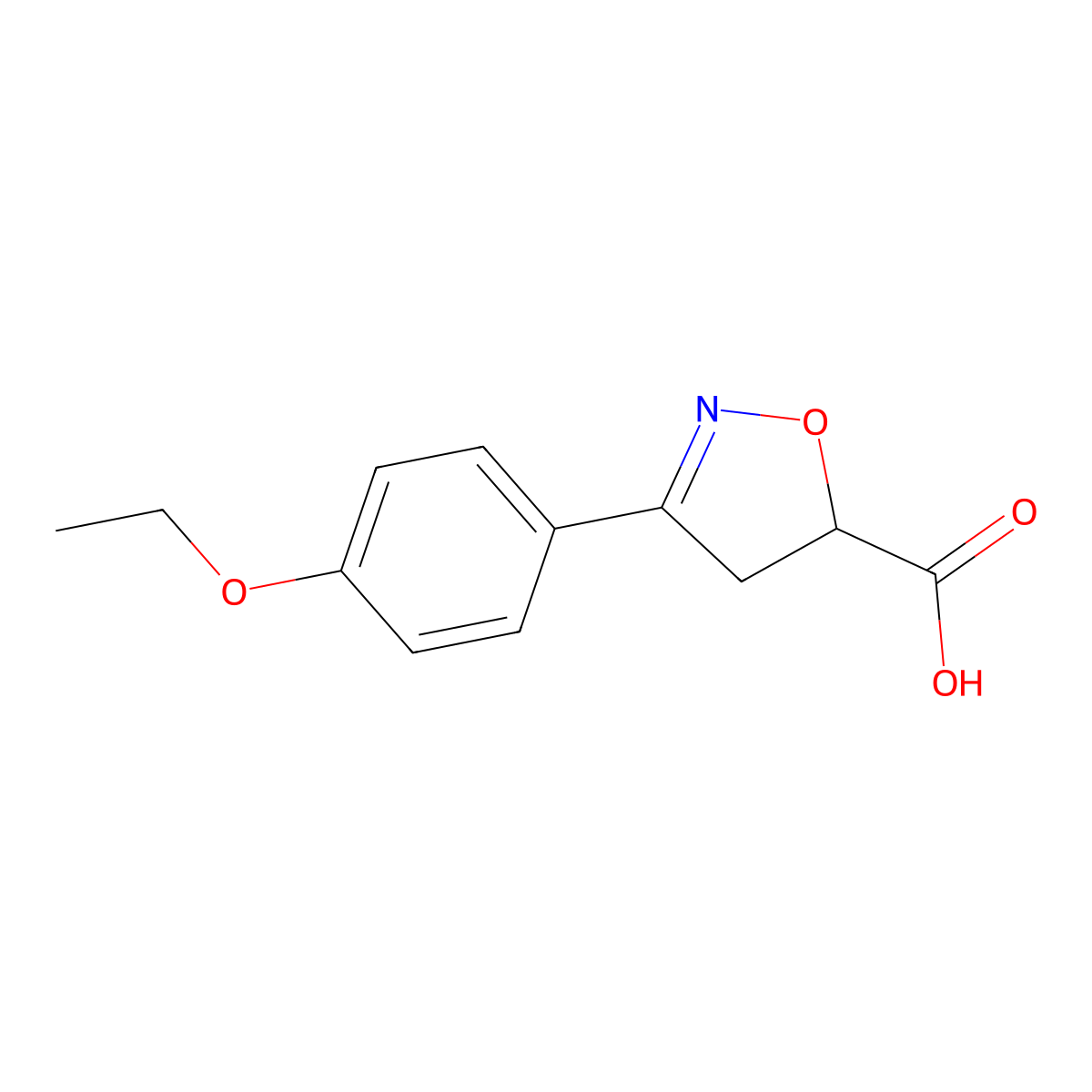 3-(4-Ethoxyphenyl)-4,5-dihydro-1,2-oxazole-5-carboxylic acid molecular structure, CAS 1038715-50-2