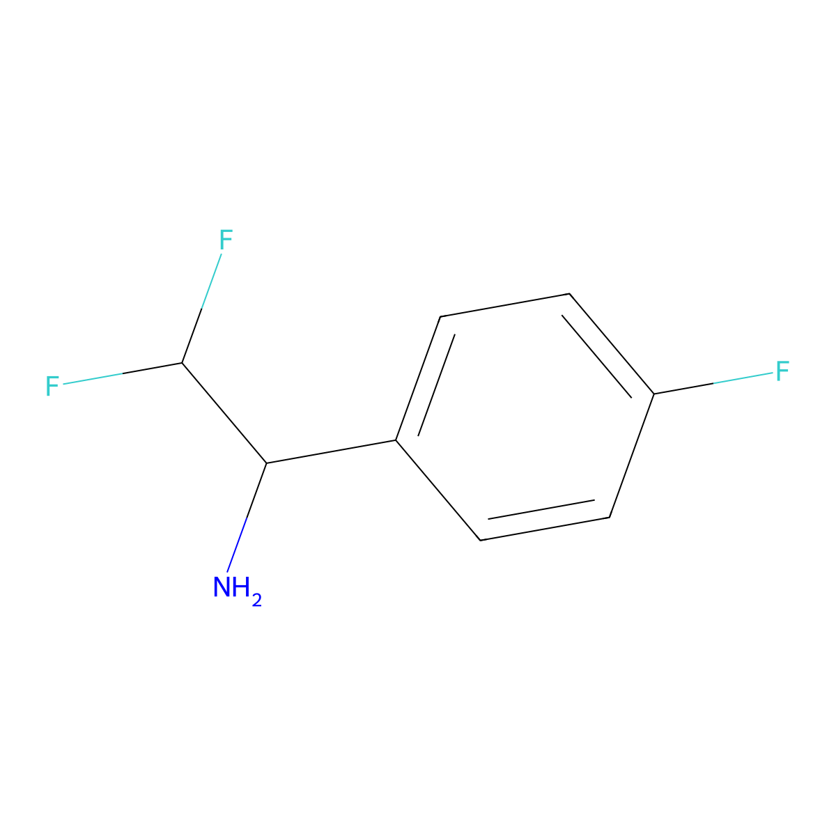 2,2-Difluoro-1-(4-fluorophenyl)ethan-1-amine molecular structure, CAS 1038724-13-8