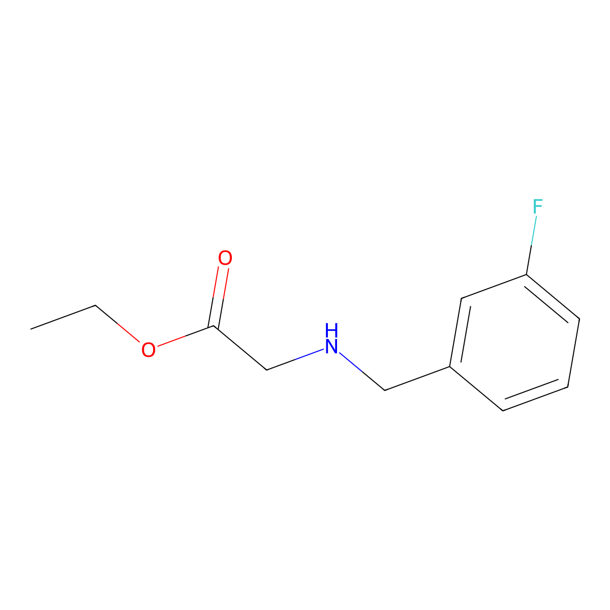 Ethyl 2-{[(3-fluorophenyl)methyl]amino}acetate molecular structure, CAS 1038724-36-5