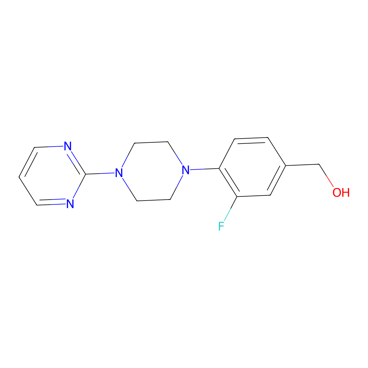 {3-Fluoro-4-[4-(pyrimidin-2-yl)piperazin-1-yl]phenyl}methanol molecular structure, CAS 1038724-53-6