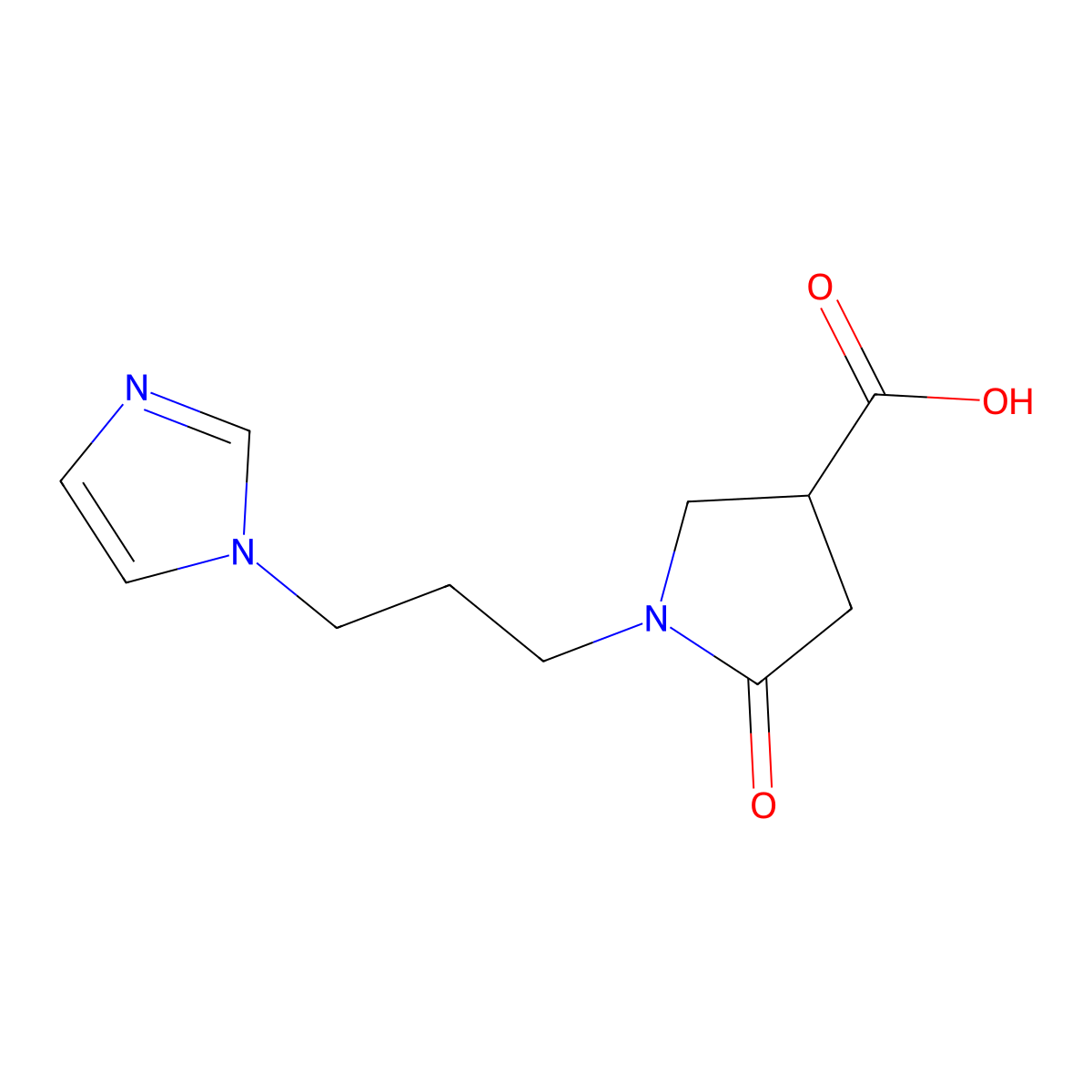 1-[3-(1H-Imidazol-1-yl)propyl]-5-oxopyrrolidine-3-carboxylic acid molecular structure, CAS 1038730-67-4