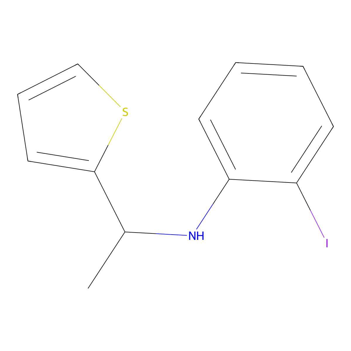 2-Iodo-N-[1-(thiophen-2-yl)ethyl]aniline molecular structure, CAS 1038730-98-1