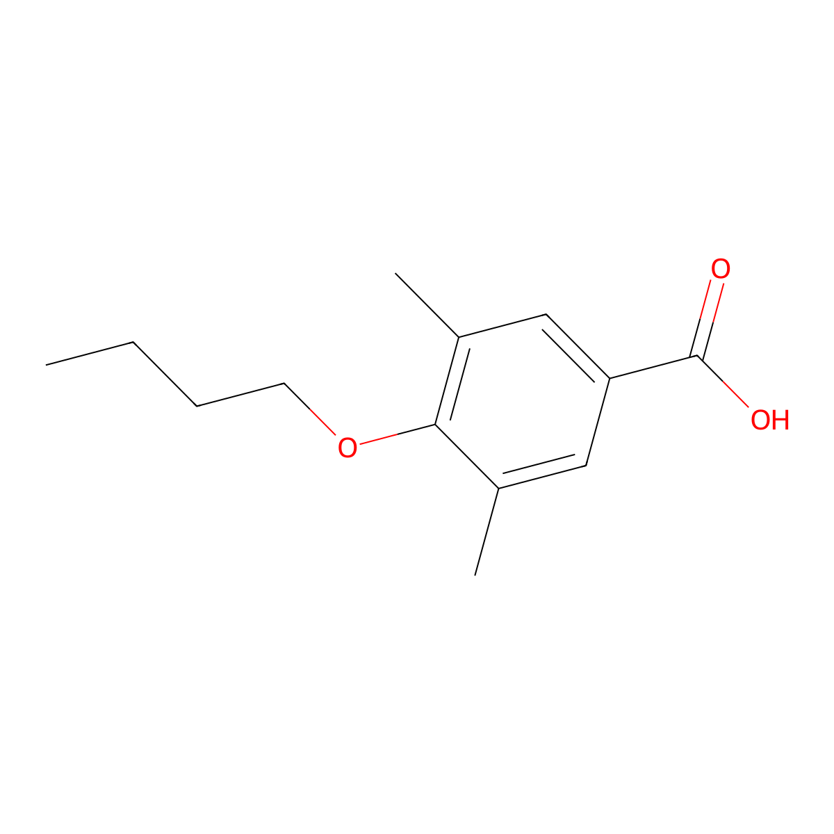4-Butoxy-3,5-dimethylbenzoic acid molecular structure, CAS 1038731-60-0
