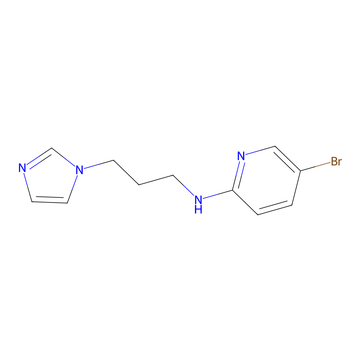 5-bromo-N-[3-(1H-imidazol-1-yl)propyl]pyridin-2-amine molecular structure, CAS 1038733-36-6