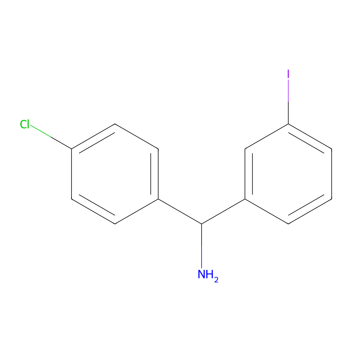(4-Chlorophenyl)(3-iodophenyl)methanamine molecular structure, CAS 1038736-25-2