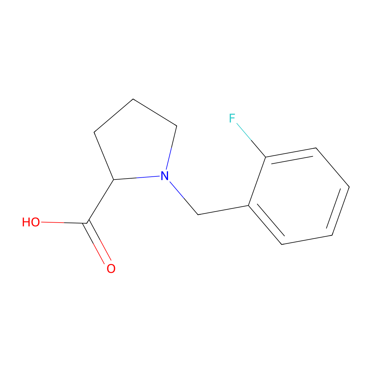 1-[(2-fluorophenyl)methyl]pyrrolidine-2-carboxylic Acid molecular structure, CAS 1038747-37-3