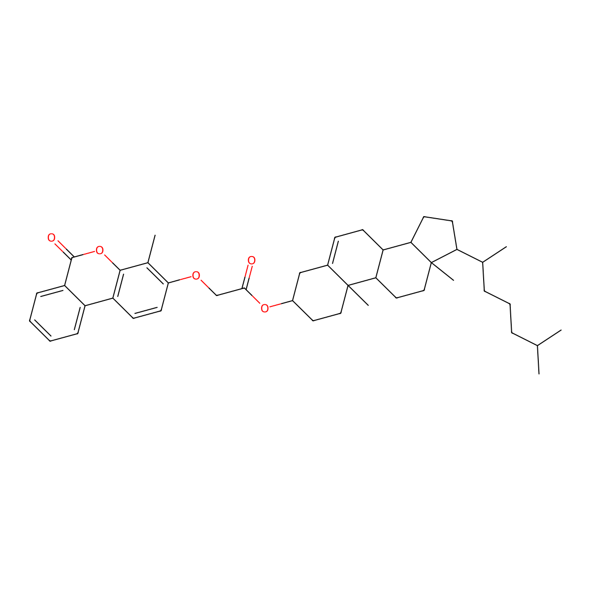 (3beta)-cholest-5-en-3-yl [(4-methyl-6-oxo-6H-benzo[c]chromen-3-yl)oxy]acetate molecular structure, CAS 1038748-67-2