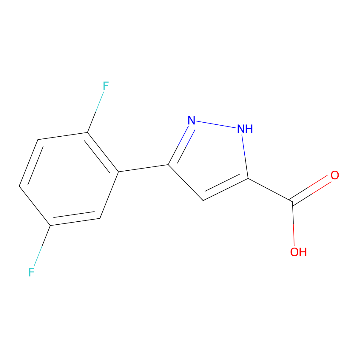 5-(2,5-Difluorophenyl)-1H-pyrazole-3-carboxylic acid molecular structure, CAS 1038763-07-3