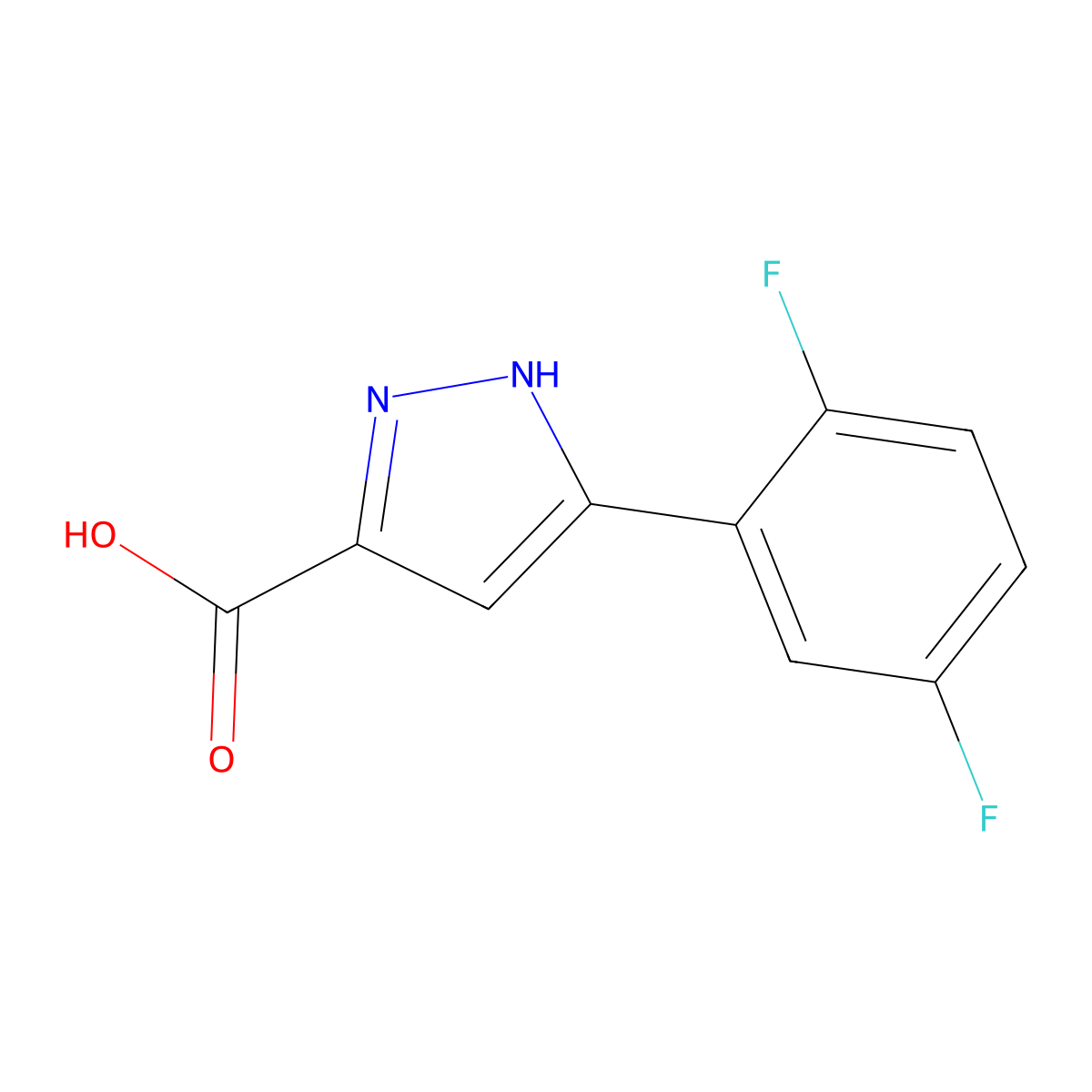 5-(2,5-Difluorophenyl)-1H-pyrazole-3-carboxylic acid molecular structure, CAS 1038763-07-3
