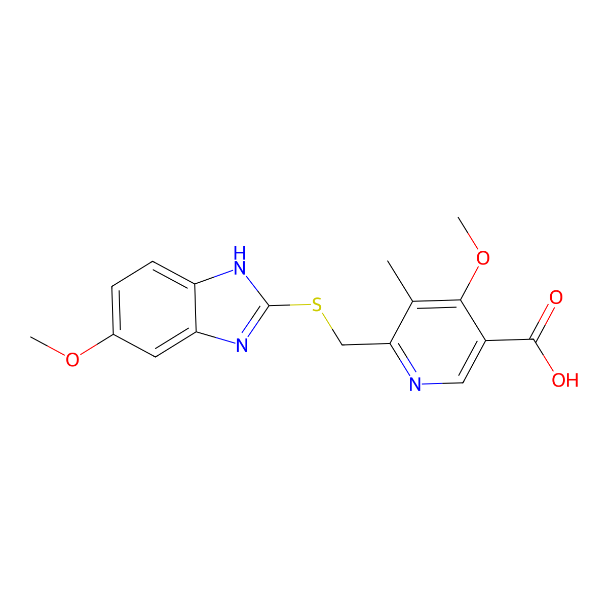 5-Carboxylic acid, omeprazole sulphide molecular structure, CAS 103877-00-5