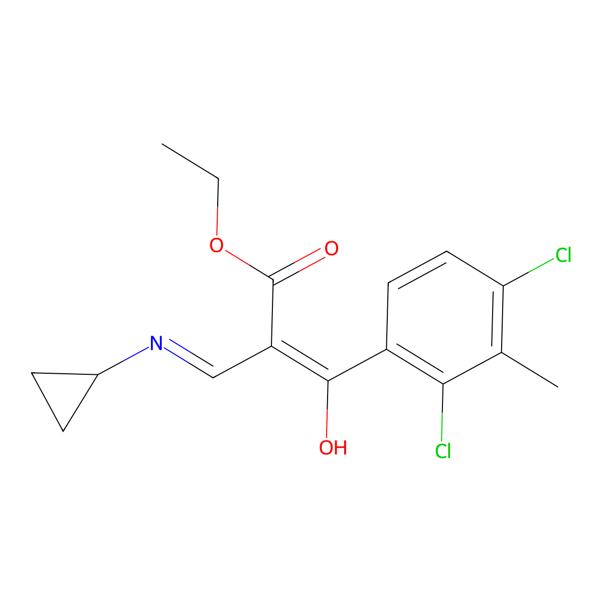ethyl (Z)-3-(cyclopropylamino)-2-(2,4-dichloro-3-methylbenzoyl)acrylate molecular structure, CAS 103877-38-9