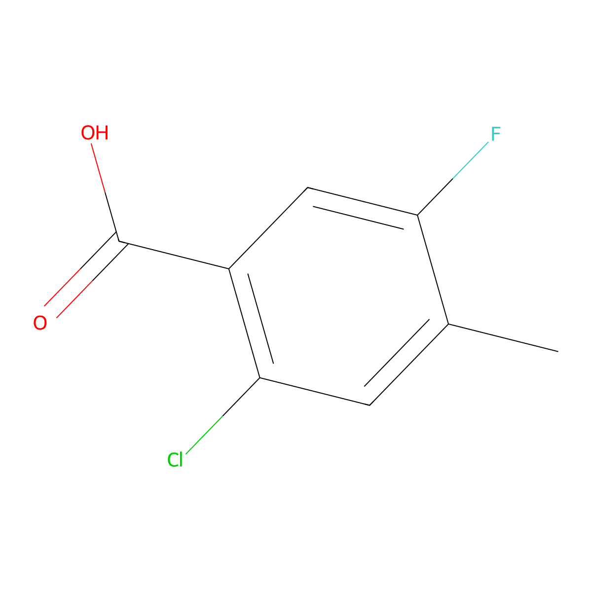 2-Chloro-5-fluoro-4-methylbenzoic acid molecular structure, CAS 103877-61-8