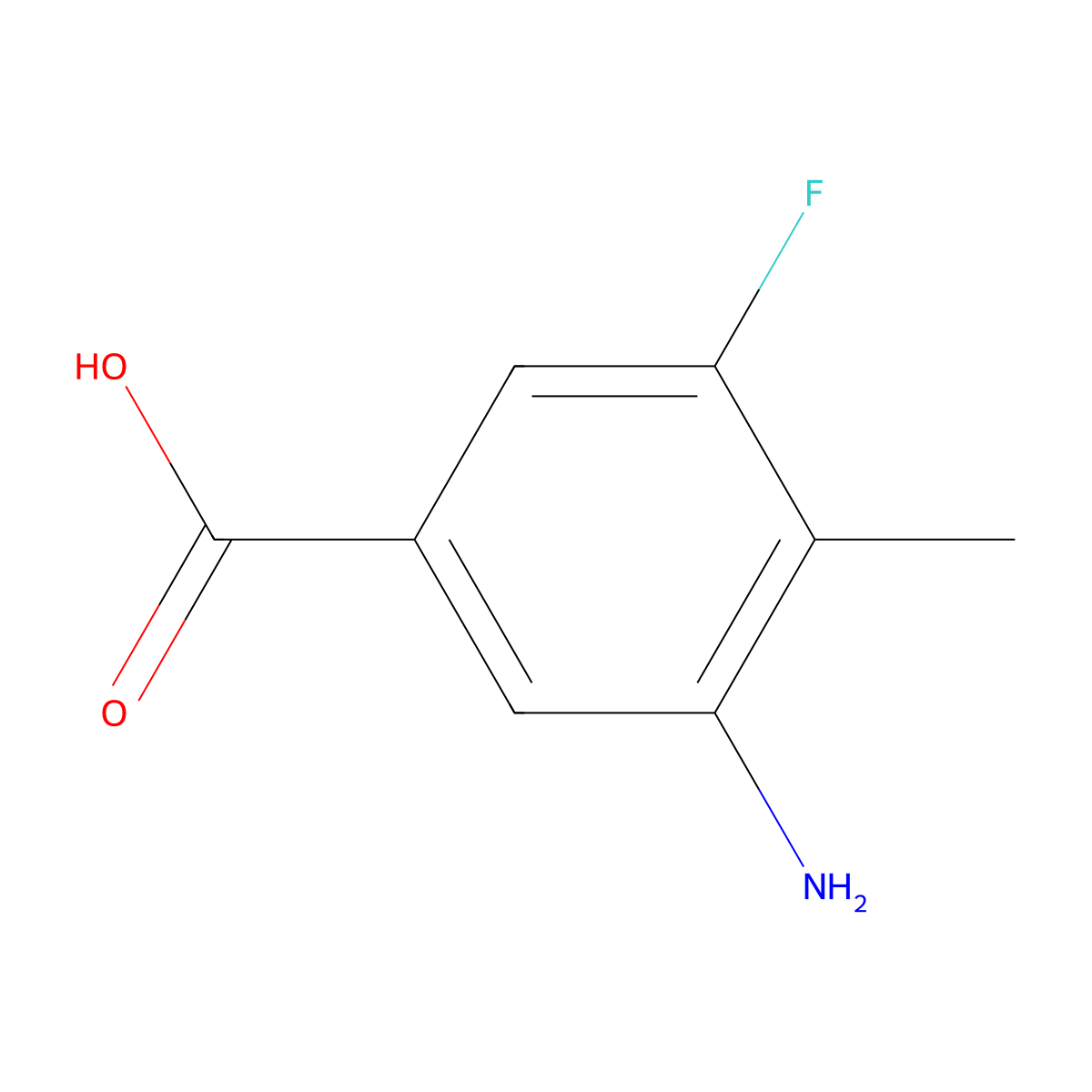3-Amino-5-fluoro-4-methylbenzoic acid molecular structure, CAS 103877-75-4