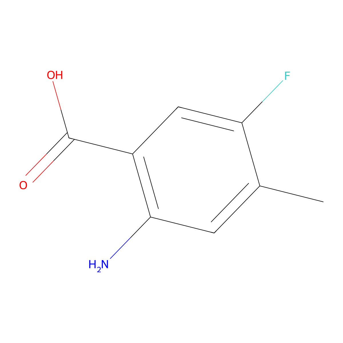2-Amino-5-fluoro-4-methylbenzoic acid molecular structure, CAS 103877-79-8
