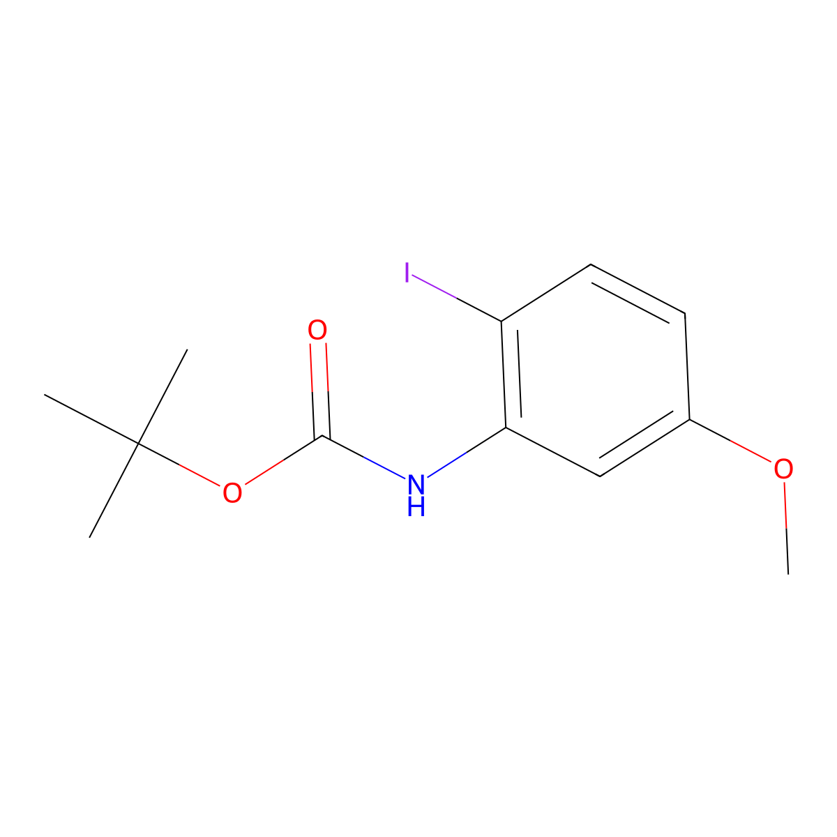 tert-butyl N-(2-iodo-5-methoxyphenyl)carbamate molecular structure, CAS 1038778-89-0
