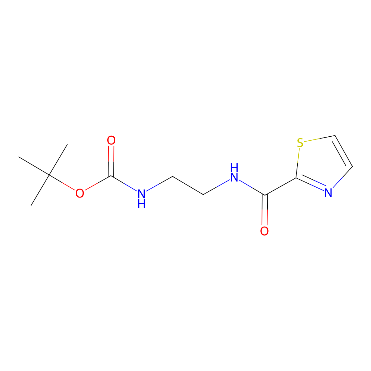 Carbamic acid, [2-[(2-thiazolylcarbonyl)amino]ethyl]-, 1,1-dimethylethyl ester molecular structure, CAS 103879-64-7