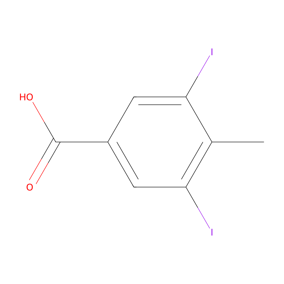 3,5-Diiodo-4-methylbenzoic acid molecular structure, CAS 10388-23-5