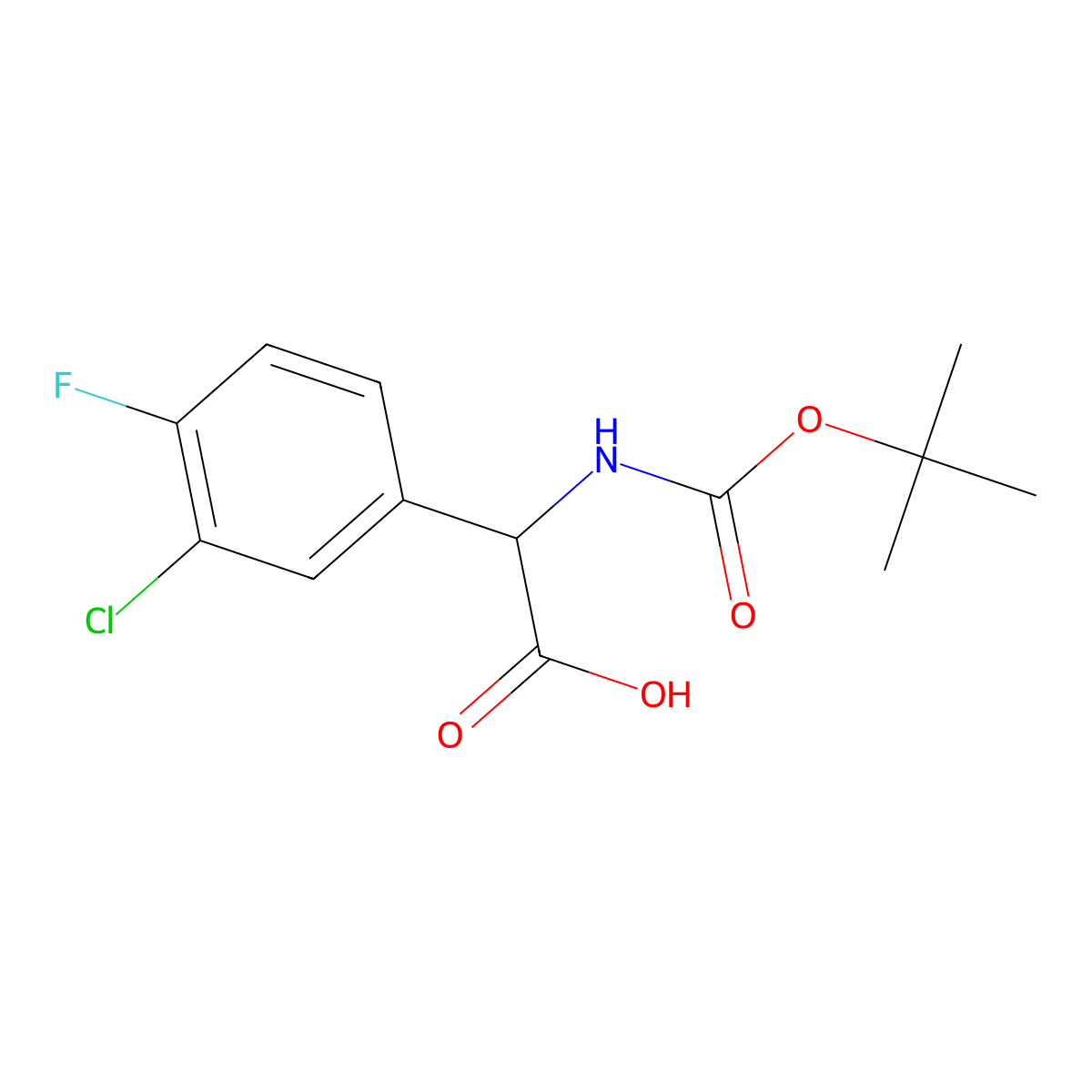 2-(((Tert-butoxy)carbonyl)amino)-2-(3-chloro-4-fluorophenyl)acetic acid molecular structure, CAS 1038817-56-9