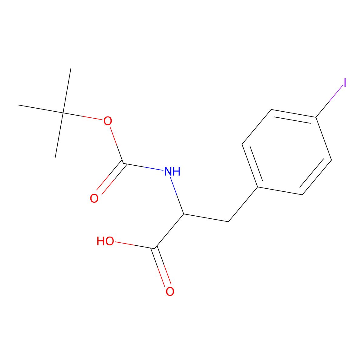 Boc-p-iodo-DL-Phe-OH molecular structure, CAS 103882-09-3