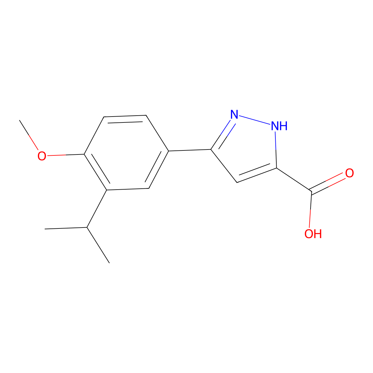 5-(3-isopropyl-4-methoxyphenyl)-1H-pyrazole-3-carboxylic acid molecular structure, CAS 1038826-26-4