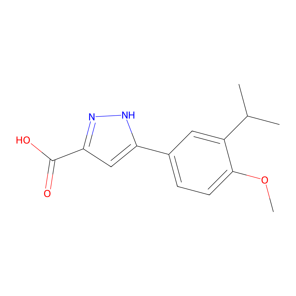 5-(3-isopropyl-4-methoxyphenyl)-1H-pyrazole-3-carboxylic acid molecular structure, CAS 1038826-26-4