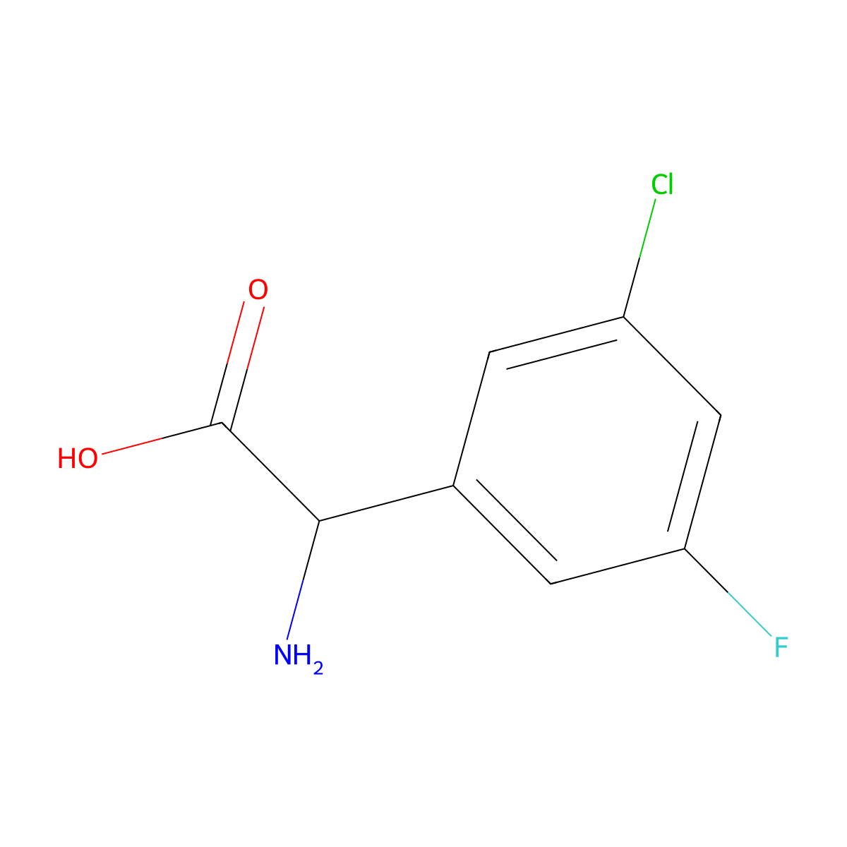 2-Amino-2-(3-chloro-5-fluorophenyl)acetic acid molecular structure, CAS 1038843-45-6