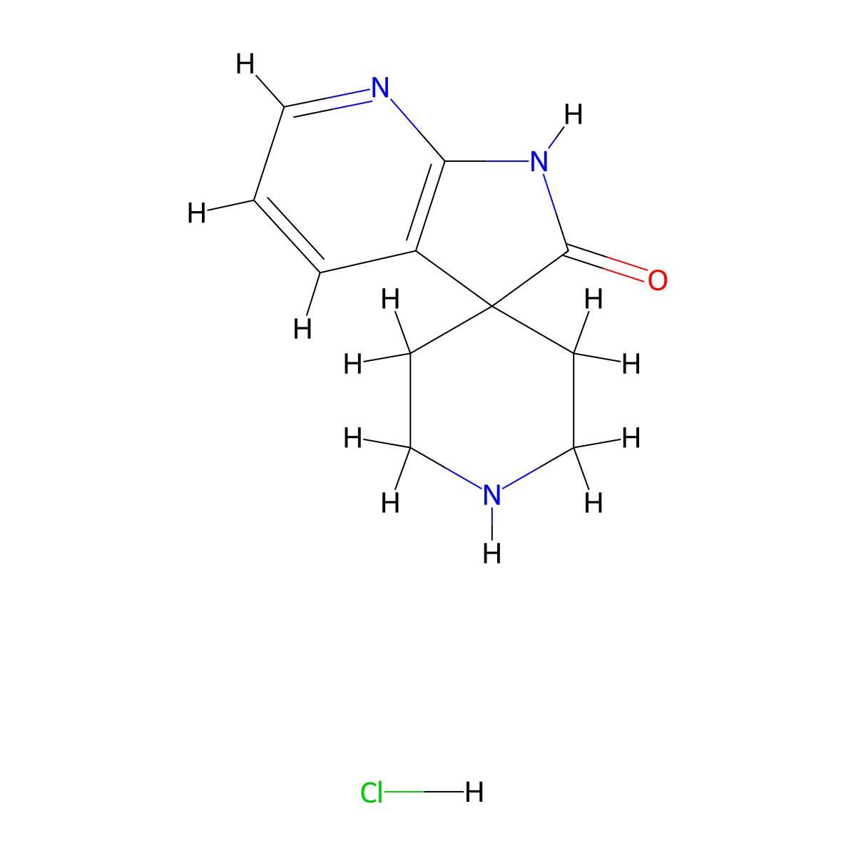 Spiro[piperidine-4,3'-pyrrolo[2,3-b]pyridin]-2'(1'H)-one hydrochloride molecular structure, CAS 1038866-43-1