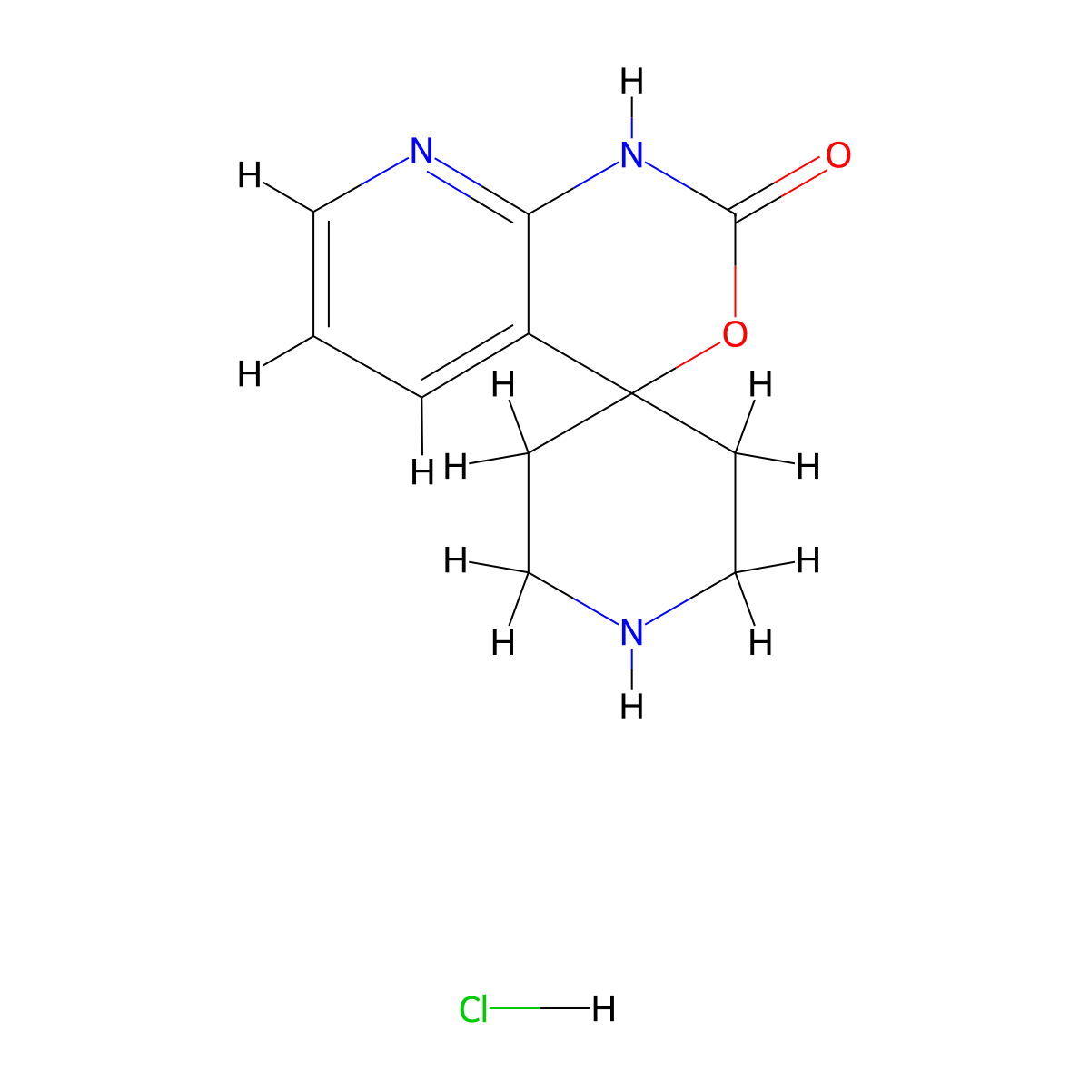 Spiro[piperidine-4,4'-pyrido[2,3-d][1,3]oxazin]-2'(1'H)-one hydrochloride molecular structure, CAS 1038866-44-2
