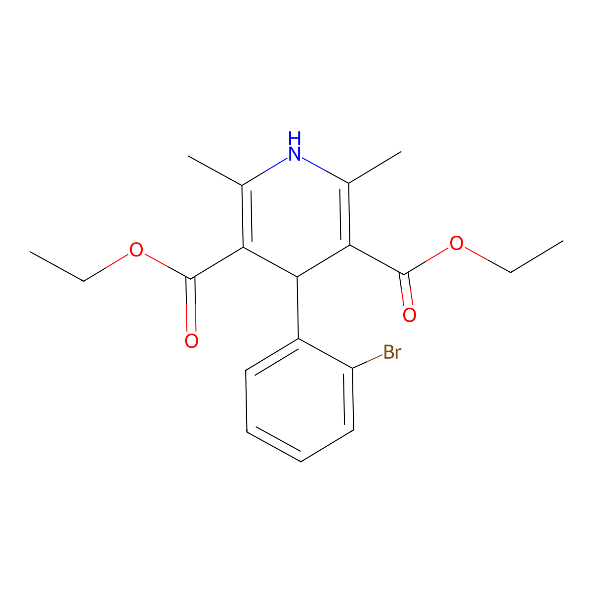 Diethyl 4-(2-bromophenyl)-2,6-dimethyl-1,4-dihydro-3,5-pyridinedicarboxylate molecular structure, CAS 103890-74-0