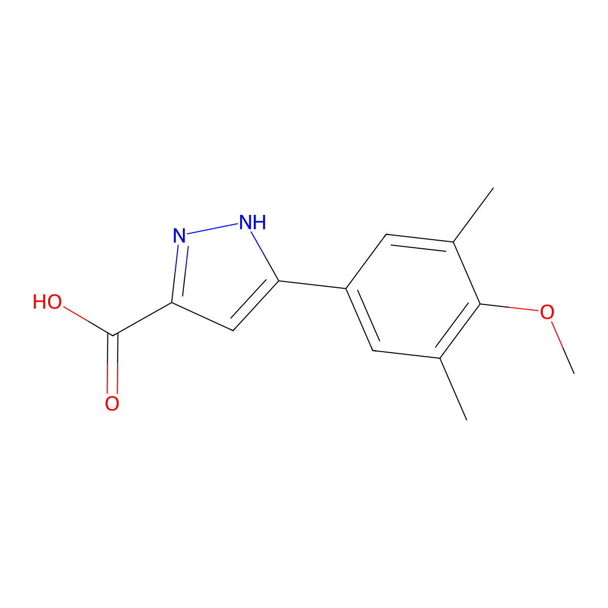 5-(4-methoxy-3,5-dimethylphenyl)-1H-pyrazole-3-carboxylic acid molecular structure, CAS 1038912-36-5