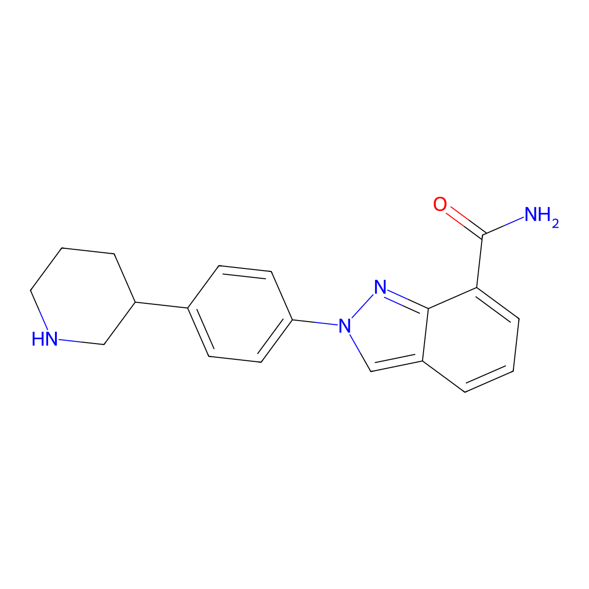 (R)-2-(4-(piperidin-3-yl)phenyl)-2H-indazole-7-carboxamide molecular structure, CAS 1038915-58-0