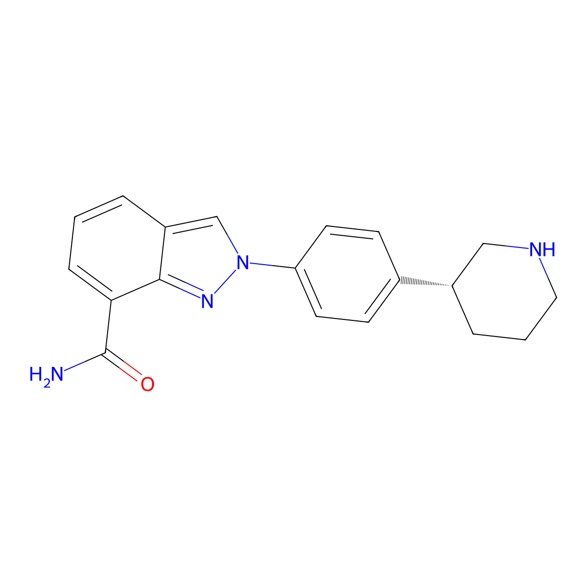 (R)-2-(4-(piperidin-3-yl)phenyl)-2H-indazole-7-carboxamide molecular structure, CAS 1038915-58-0