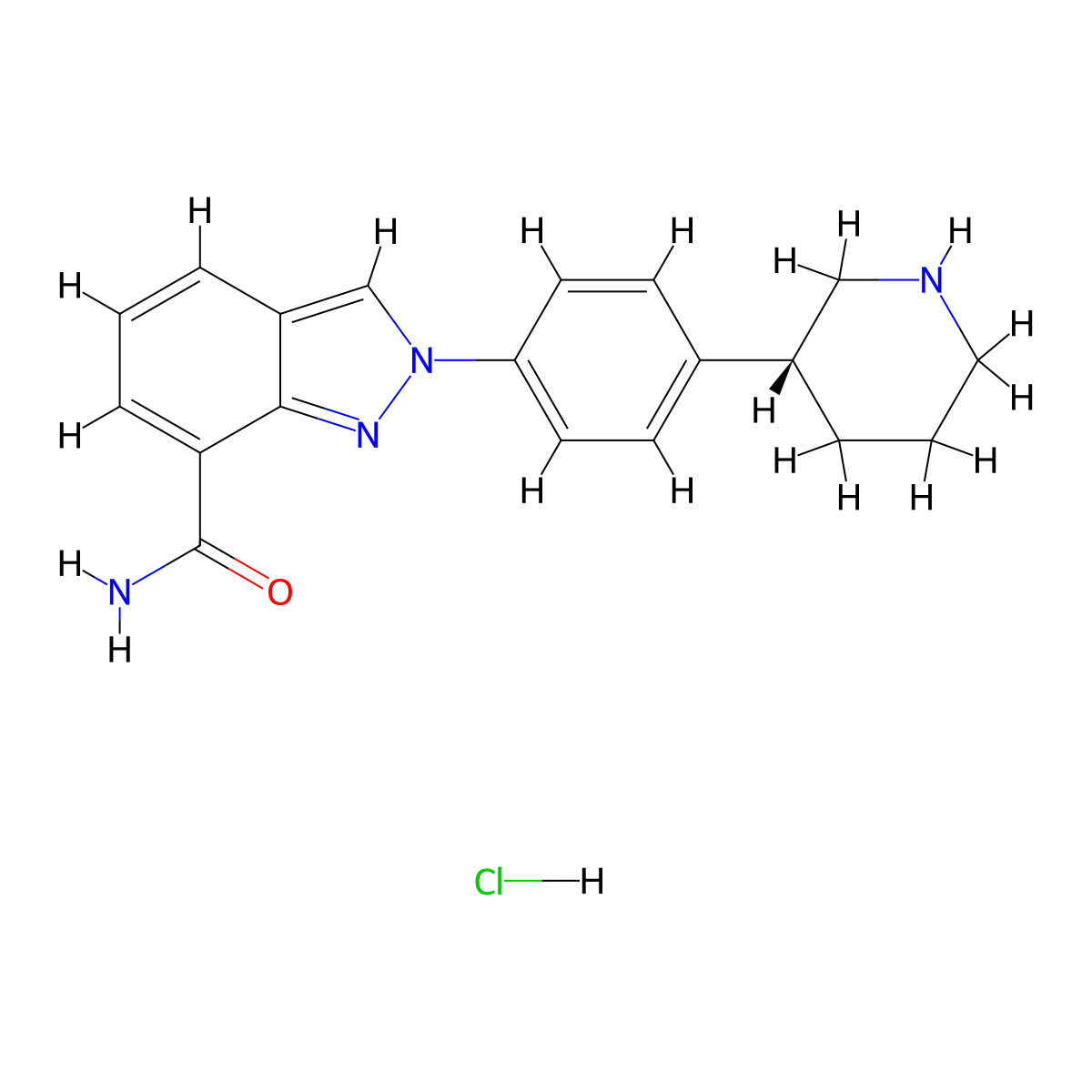 2H-Indazole-7-carboxamide, 2-[4-(3R)-3-piperidinylphenyl]-, hydrochloride (1:1) molecular structure, CAS 1038915-62-6