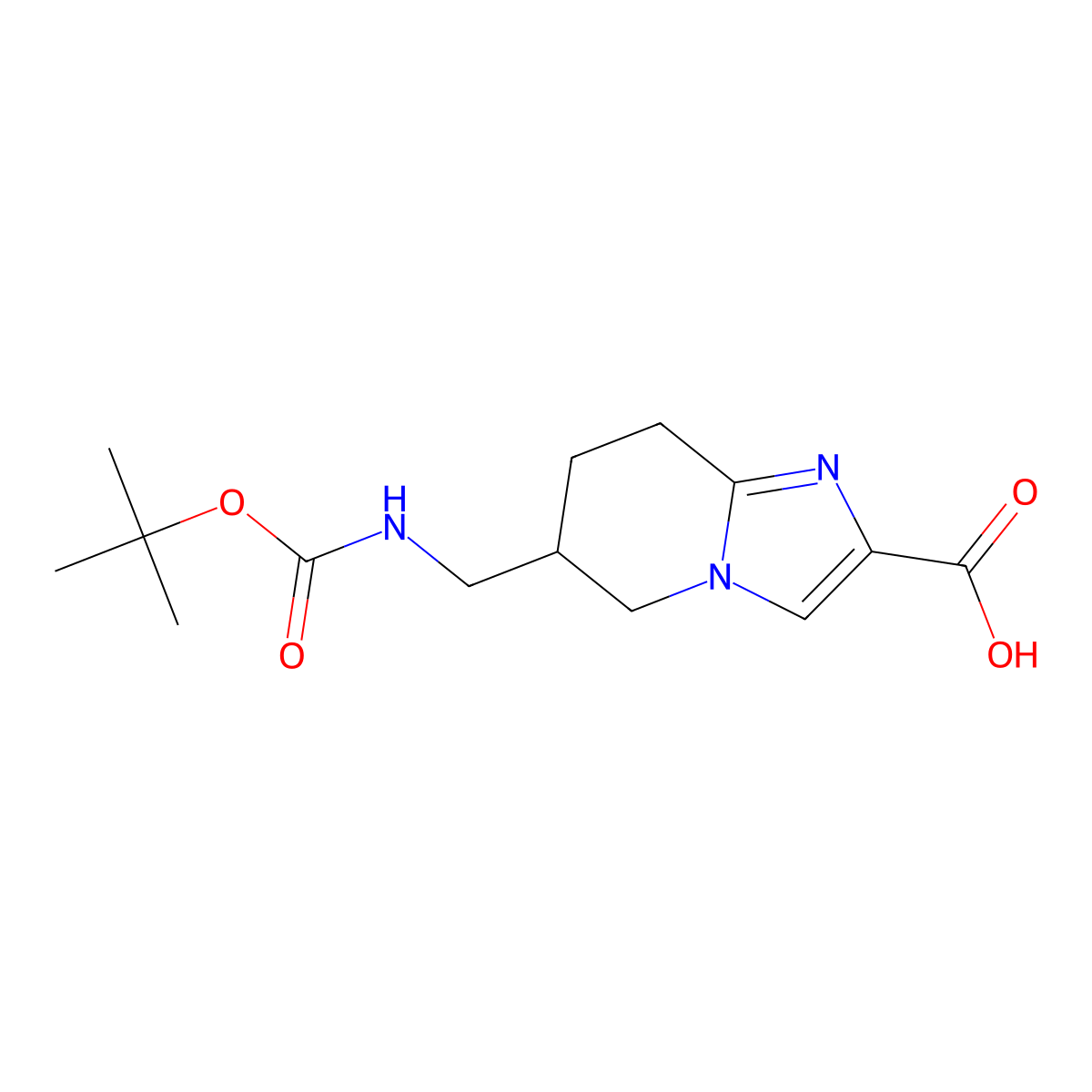 6-({[(tert-butoxy)carbonyl]amino}methyl)-5H,6H,7H,8H-imidazo[1,2-a]pyridine-2-carboxylic acid molecular structure, CAS 1038916-45-8