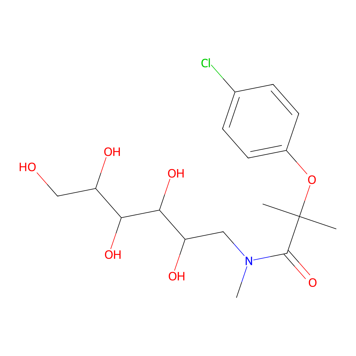 2-(4-chlorophenoxy)-N,2-dimethyl-N-(2,3,4,5,6-pentahydroxyhexyl)propanamide molecular structure, CAS 1038922-14-3
