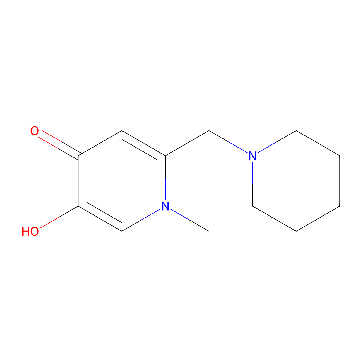 5-Hydroxy-1-methyl-2-(piperidin-1-ylmethyl)pyridin-4(1H)-one molecular structure, CAS 1038924-50-3
