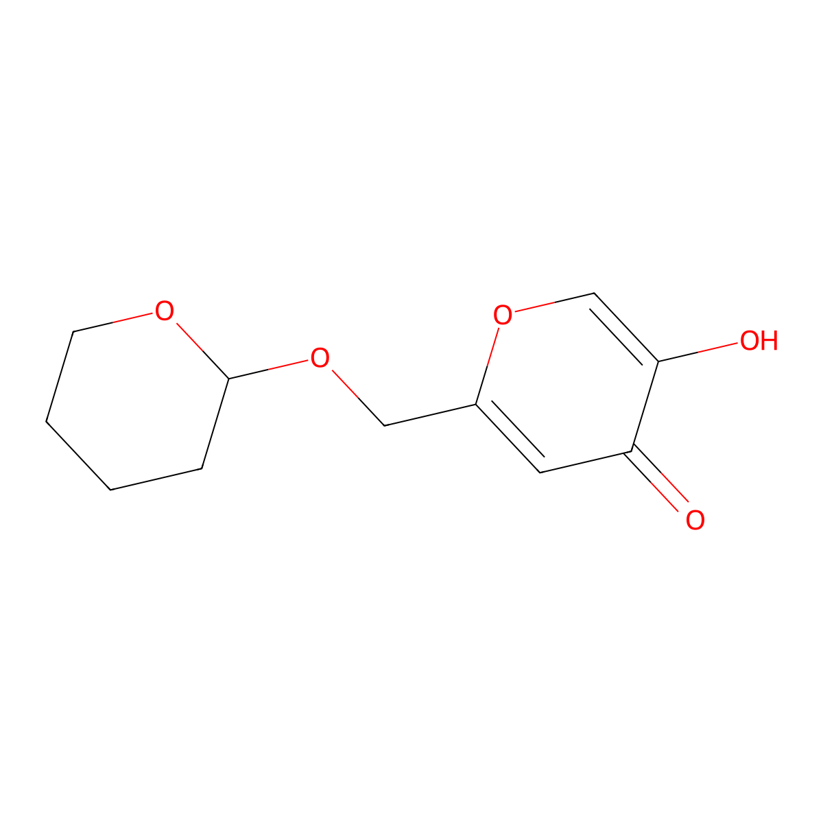 5-Hydroxy-2-(((tetrahydro-2h-pyran-2-yl)oxy)methyl)-4h-pyran-4-one molecular structure, CAS 103893-45-4