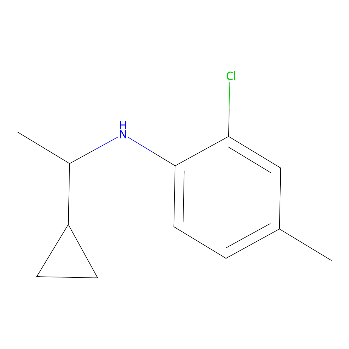 2-chloro-N-(1-cyclopropylethyl)-4-methylaniline molecular structure, CAS 1038967-06-4