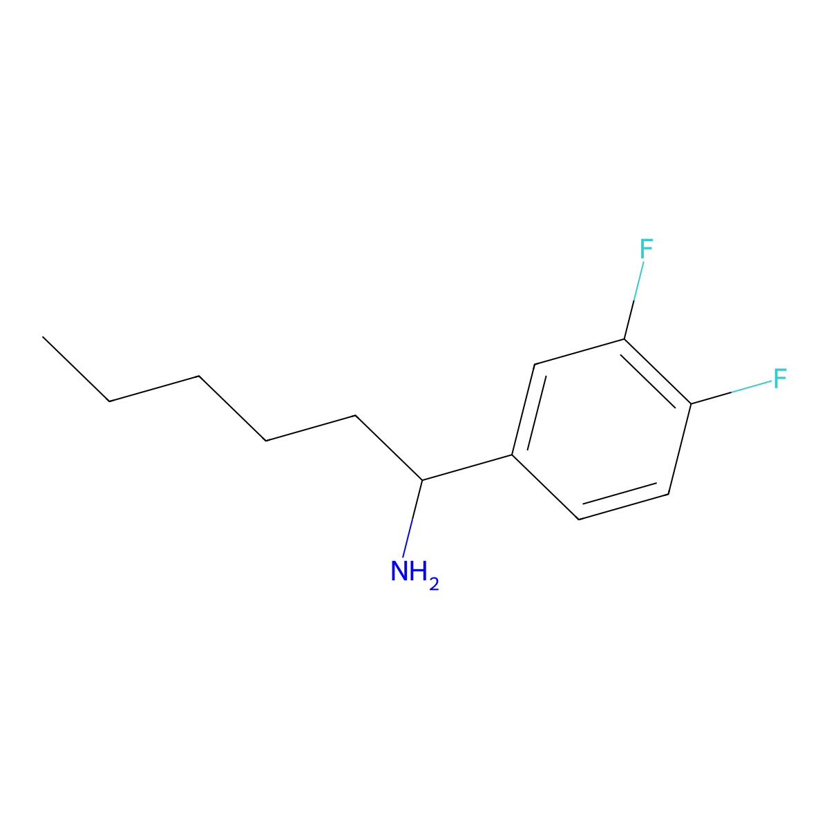 1-(3,4-Difluorophenyl)hexan-1-amine molecular structure, CAS 1038967-65-5