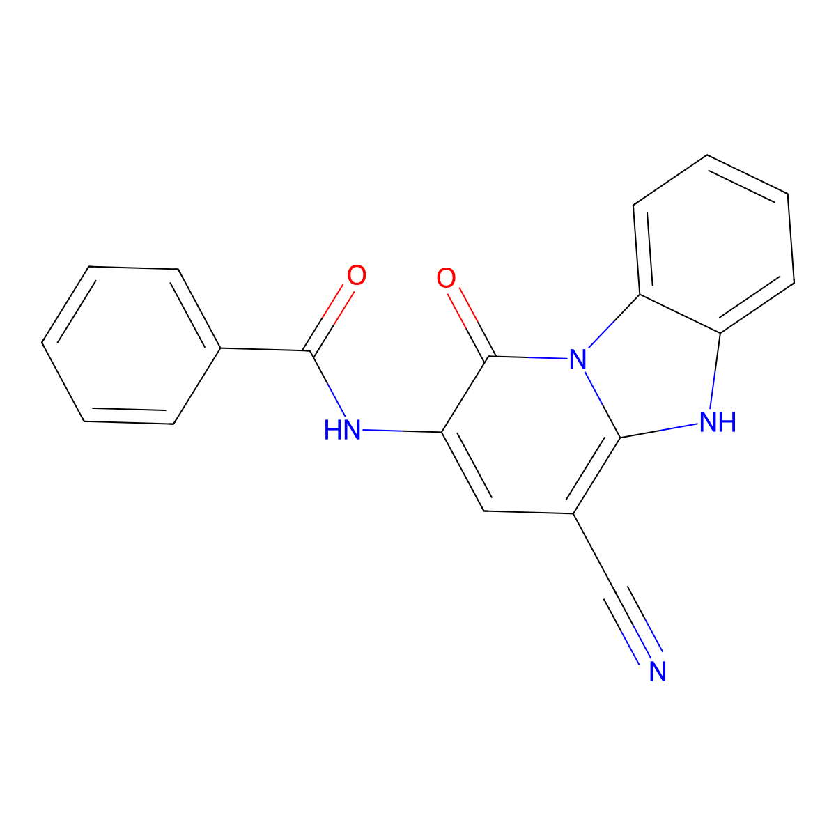 N-(4-Cyano-1-oxo-1,5-dihydropyrido[1,2-a]benzimidazol-2-yl)benzamide molecular structure, CAS 103897-11-6