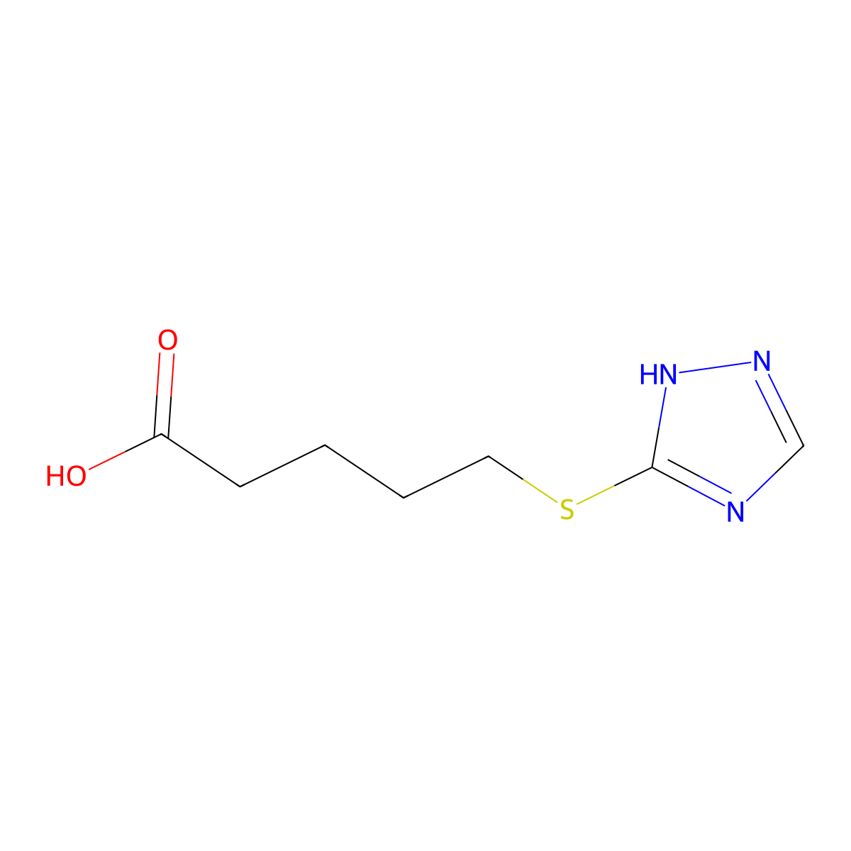 5-(1H-1,2,4-Triazol-5-ylthio)pentanoic acid molecular structure, CAS 1038972-30-3