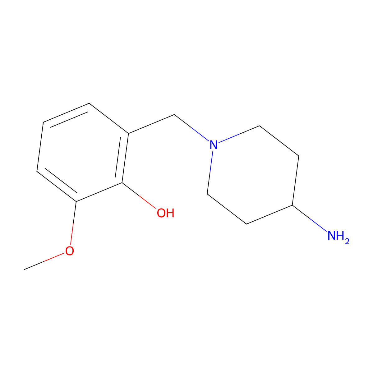 2-[(4-Aminopiperidin-1-yl)methyl]-6-methoxyphenol molecular structure, CAS 1038972-90-5