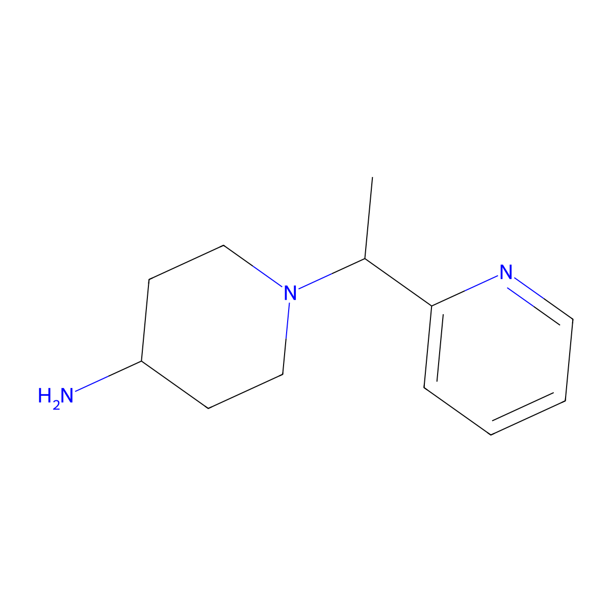 1-[1-(Pyridin-2-yl)ethyl]piperidin-4-amine molecular structure, CAS 1038974-00-3
