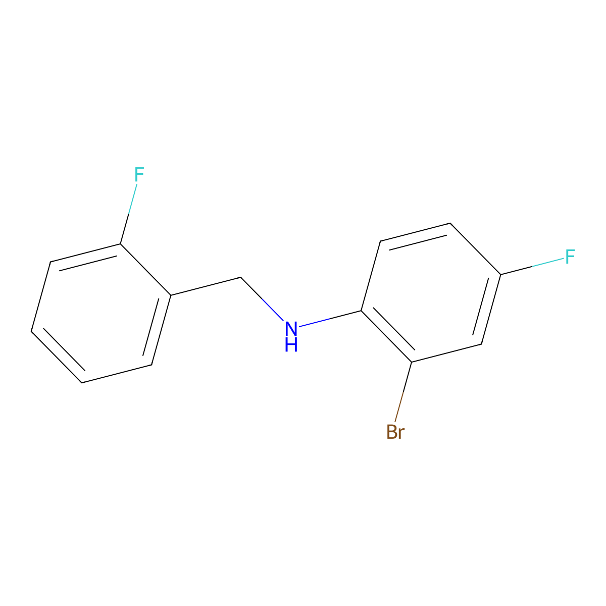 2-bromo-4-fluoro-N-[(2-fluorophenyl)methyl]aniline molecular structure, CAS 1038976-20-3