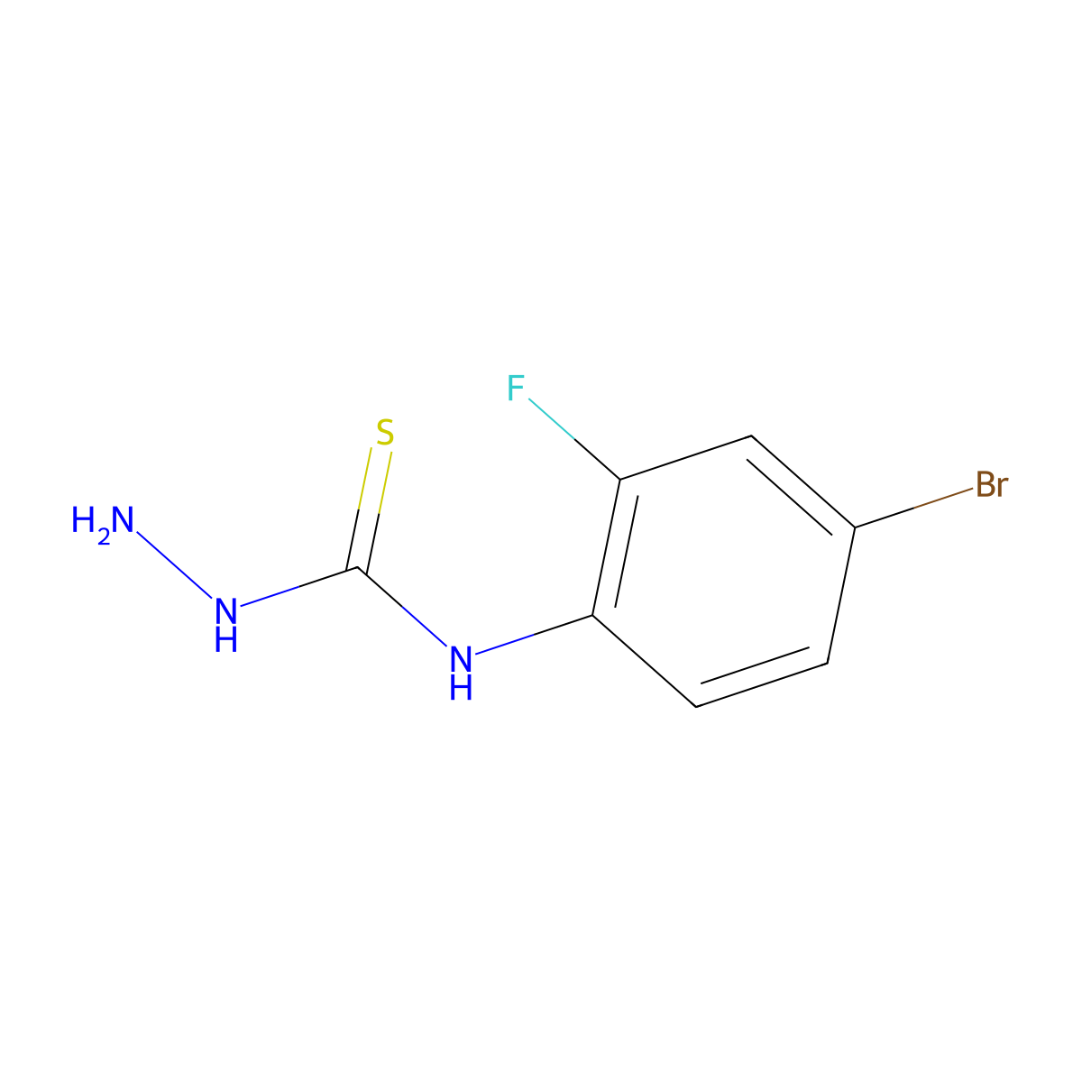 3-Amino-1-(4-bromo-2-fluorophenyl)thiourea molecular structure, CAS 1038978-38-9