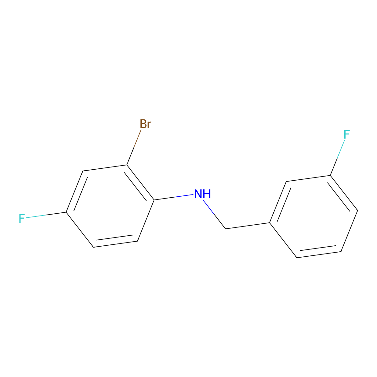 2-bromo-4-fluoro-N-[(3-fluorophenyl)methyl]aniline molecular structure, CAS 1038978-91-4