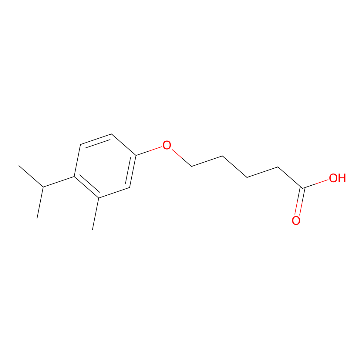 5-[3-Methyl-4-(propan-2-yl)phenoxy]pentanoic acid molecular structure, CAS 1038979-49-5