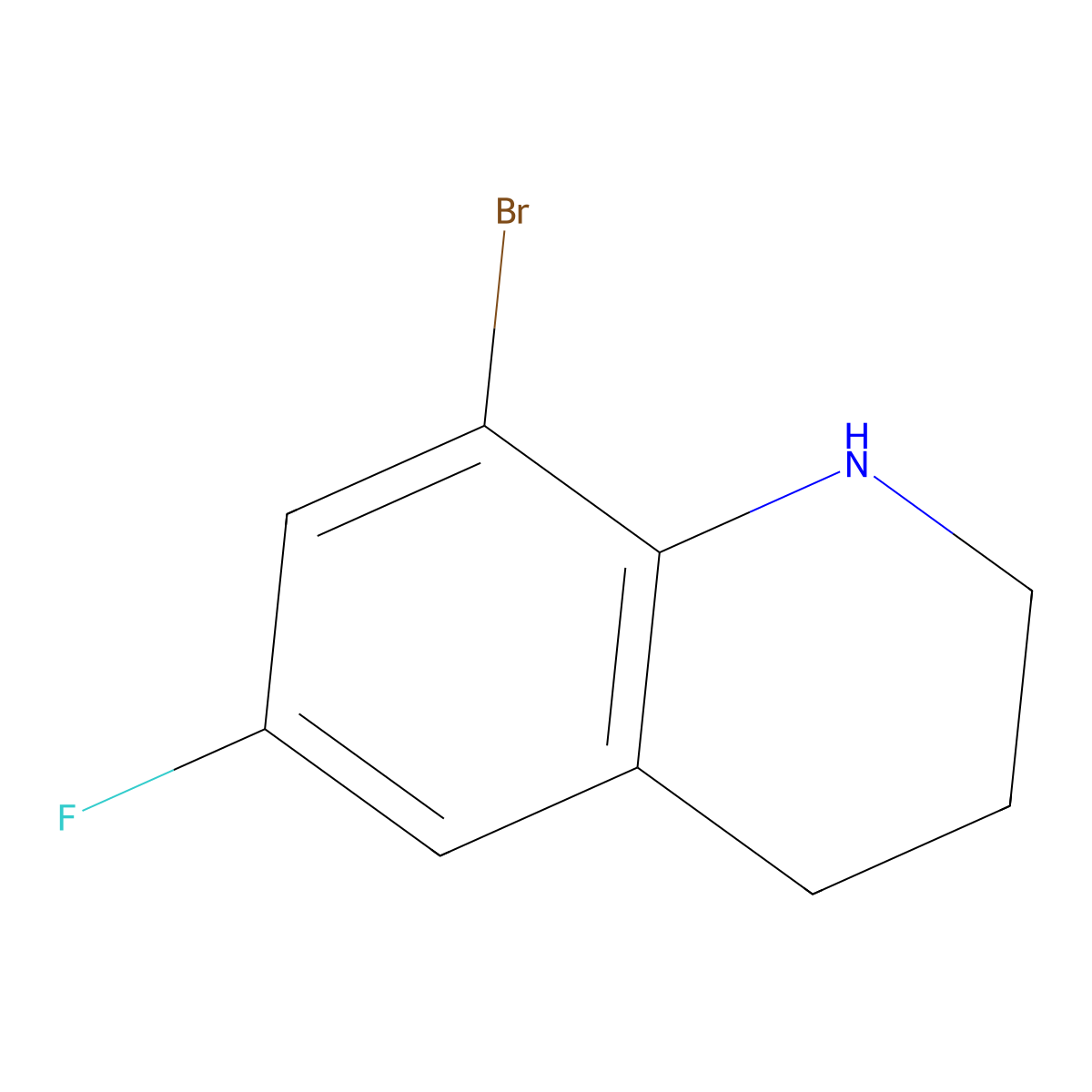 8-Bromo-6-fluoro-1,2,3,4-tetrahydroquinoline molecular structure, CAS 1038979-88-2
